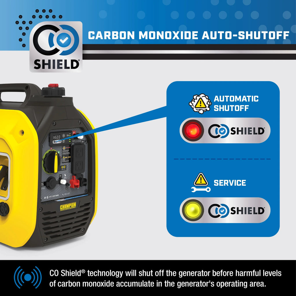 Inverter Shield Dual Portable Quiet Champion 2500-Watt CO Power Generator with Technology Equipment and Fuel