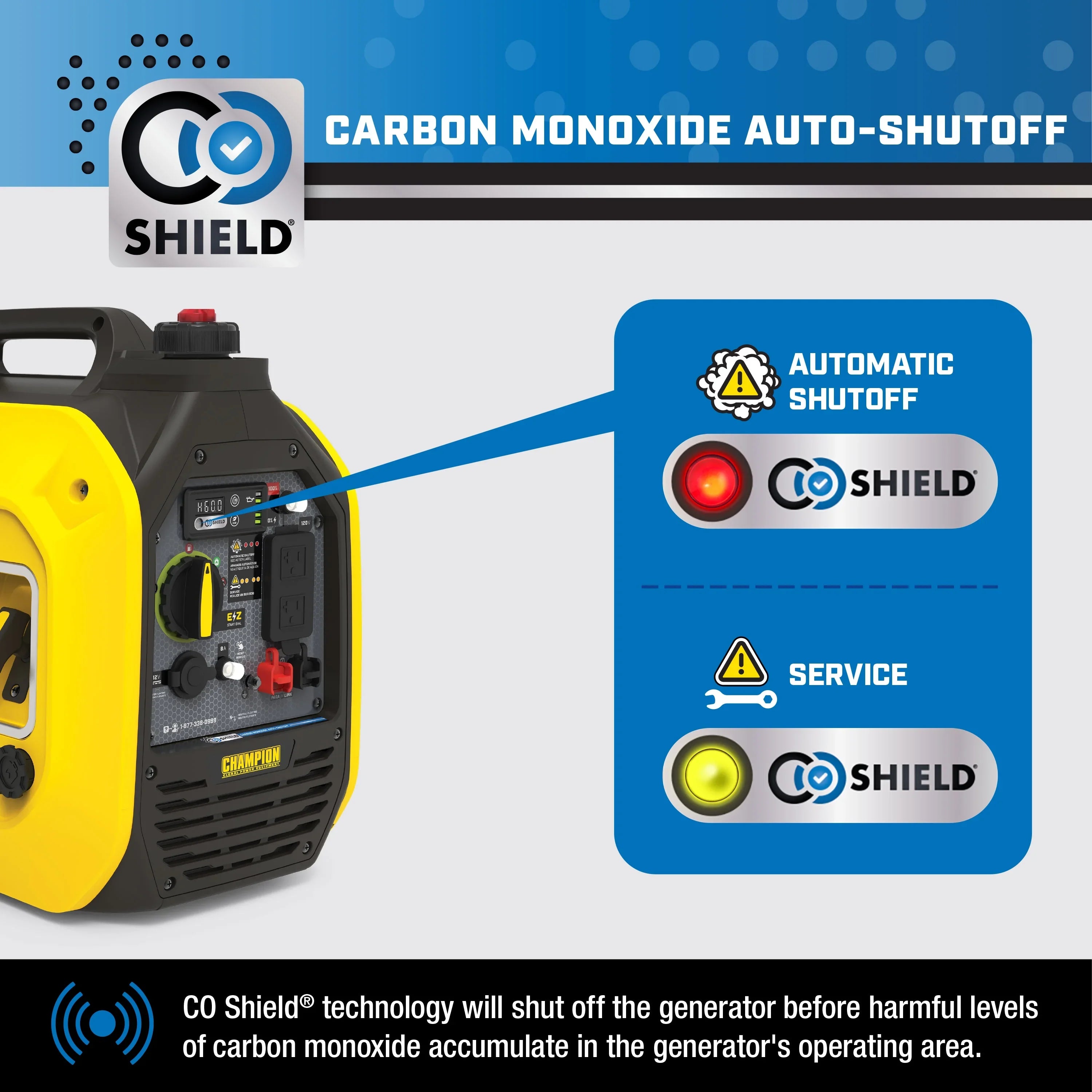 Inverter Shield Dual Portable Quiet Champion 2500-Watt CO Power Generator with Technology Equipment and Fuel
