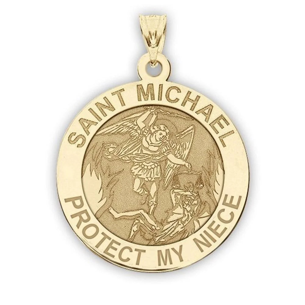 Dime, dimension Solid of Yellow Saint Michael - 2/3 Niece My Gold - - Medal 14K Picturesongold.Com Religious inch Protect