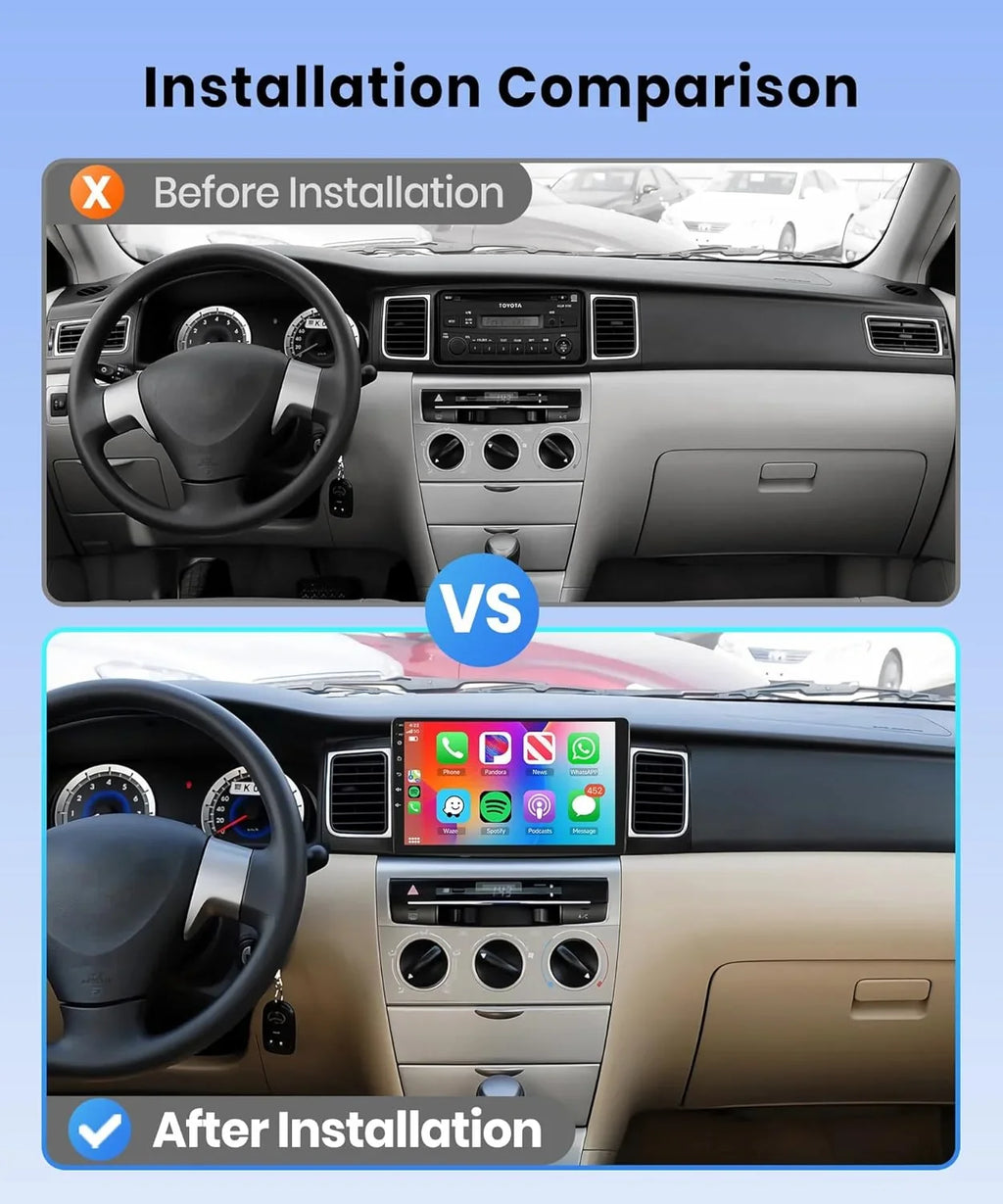 Rimoody Mirror Android Radio ex for Camera Car with Carplay, Backup 9 1G+32G FM Stereo THONZER Touch GPS Corolla WiFi Car Link Bluetooth SWC Inch Wireless Toyota 2007-2012 USB RCA Screen +