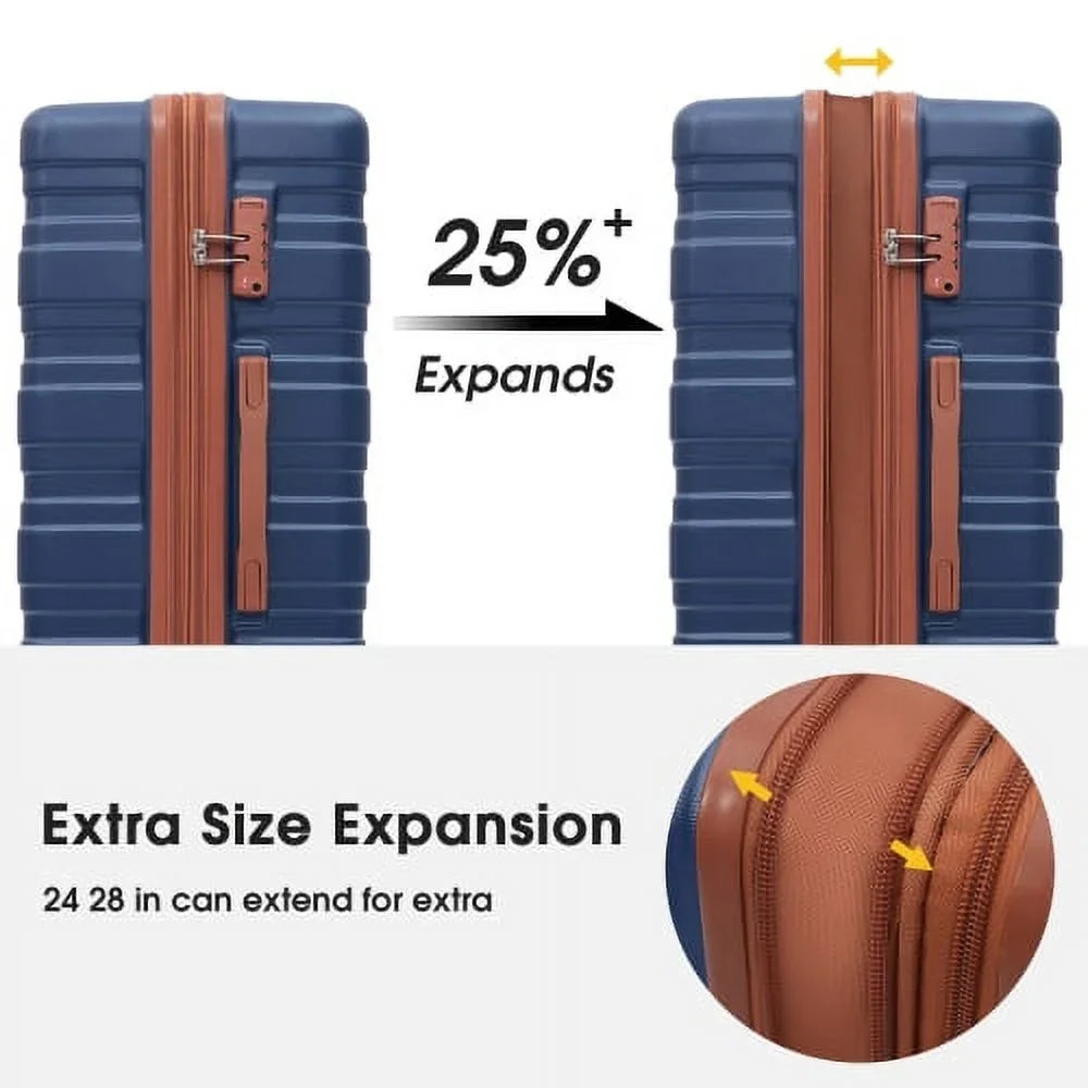 ABS Travel Luggage Suitcase Luggage Expandable TSA Wheels 24" Luggage on Carry Hardside Lock Spinner with