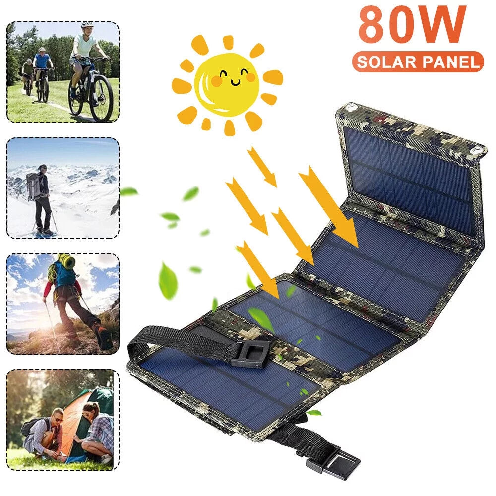 Hiking Battery Camping High Foldable 80W Panel Rechargeable Charger USB Solar exterior Phone Portable grade