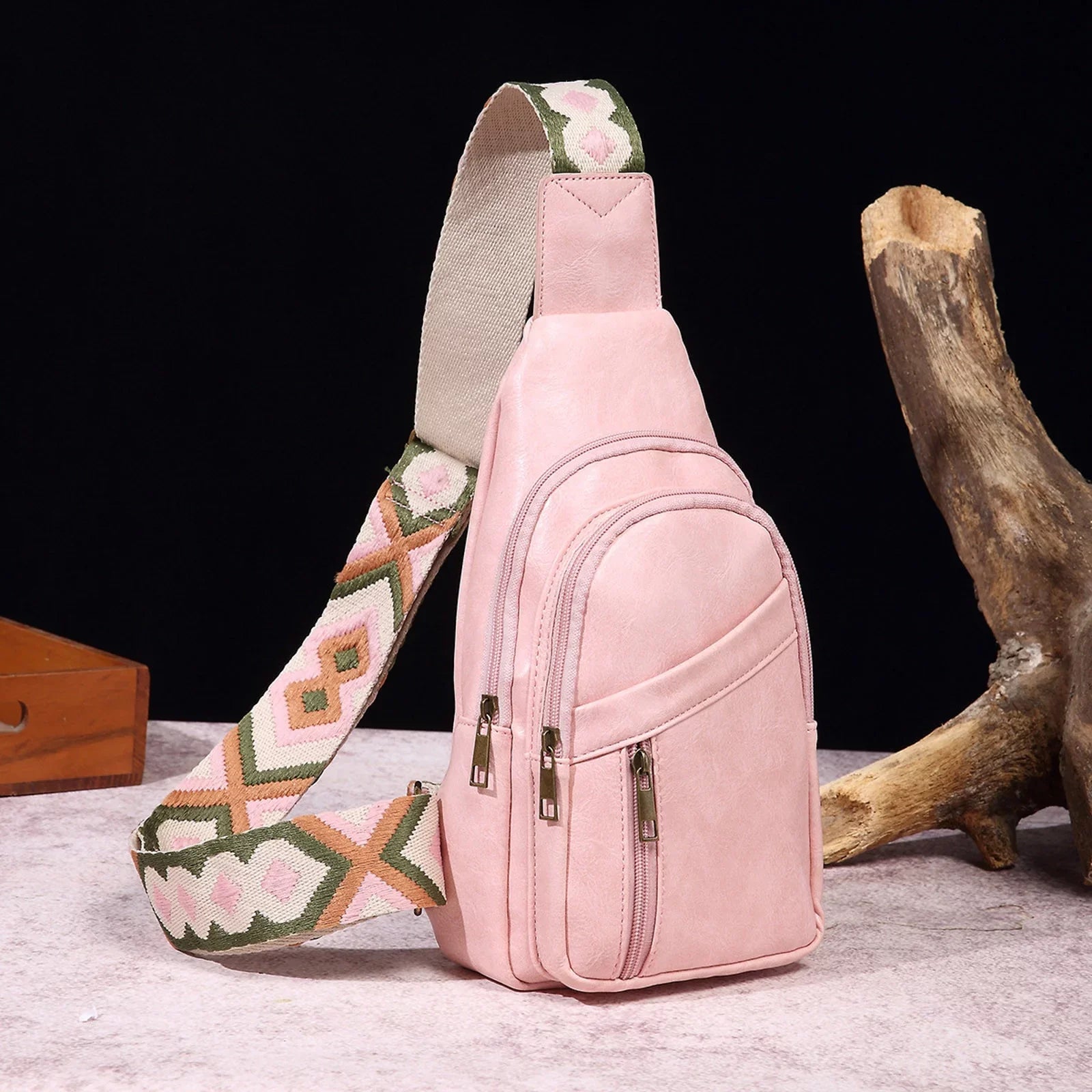 Practical Women Lightweight New Fashion Bag Casual Retro Multi Pattern Shoulder Chest Bag Bag Simple Messenger Layered