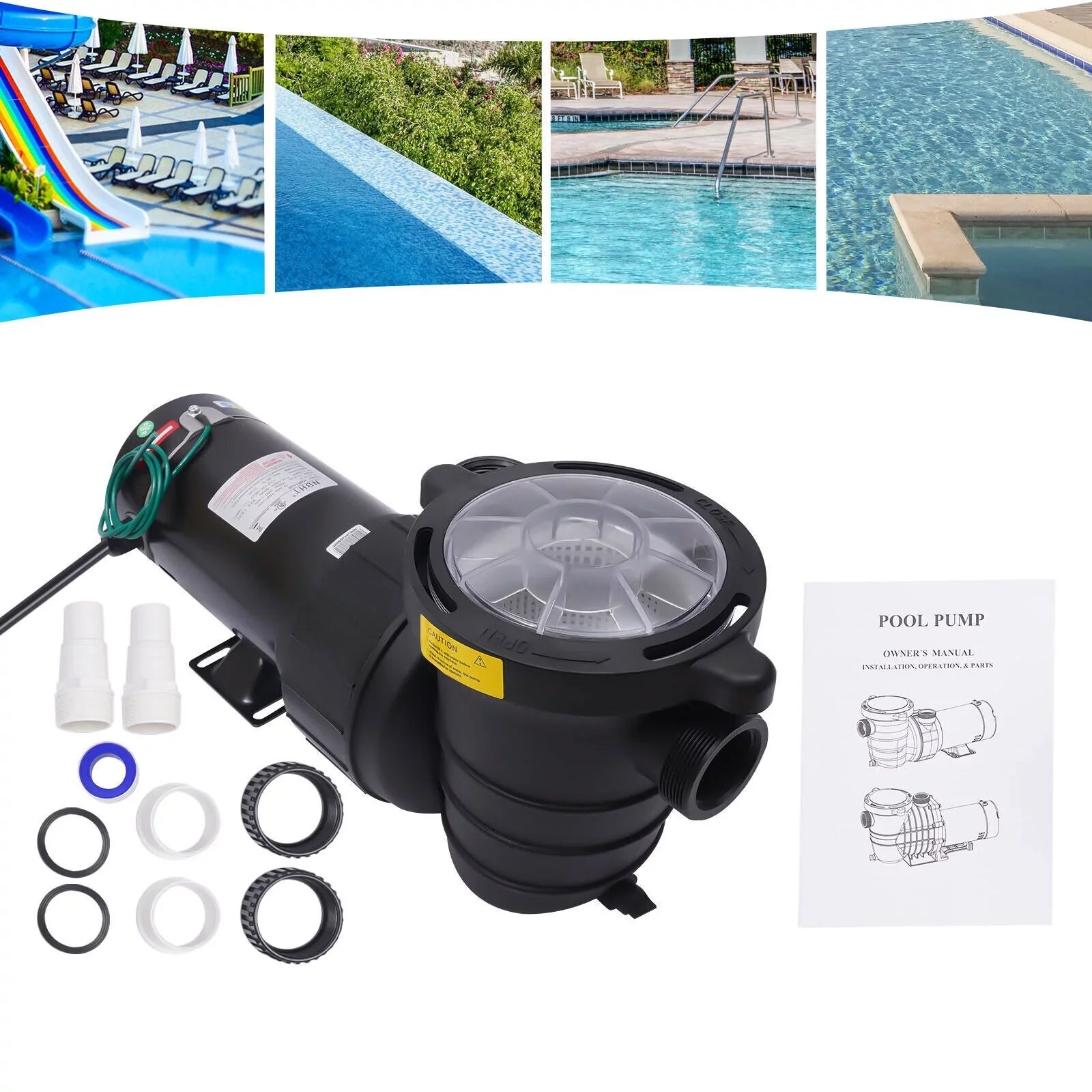 W 1.5HP Pump Ground 1100 92GPM Above Swimming 3450rpm SPA Pool Filter w/Strainer