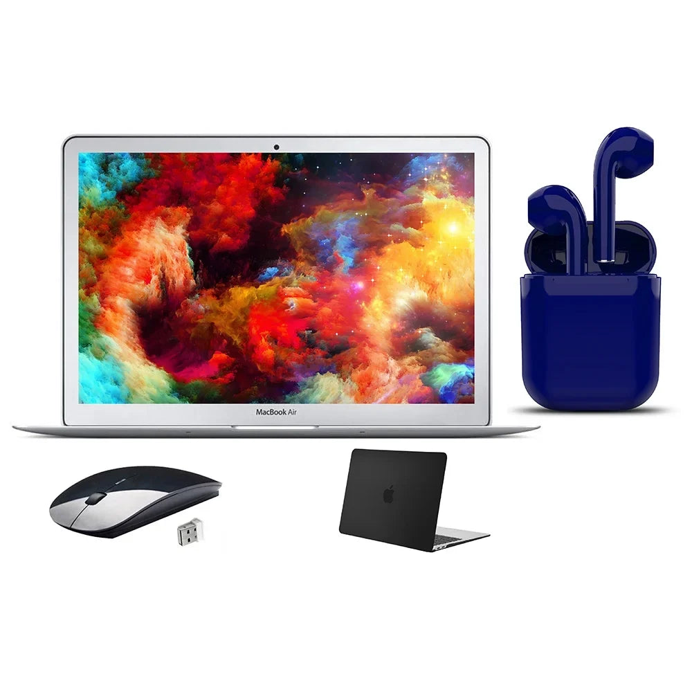 128GB Core MacBook Bluetooth/Wireless Certified Case, 4GB Mouse, i5 Day Bundle: (Refurbished) RAM Black Mac 2 By SSD Airbuds Air Express Wireless OS 13.3-inch Restored