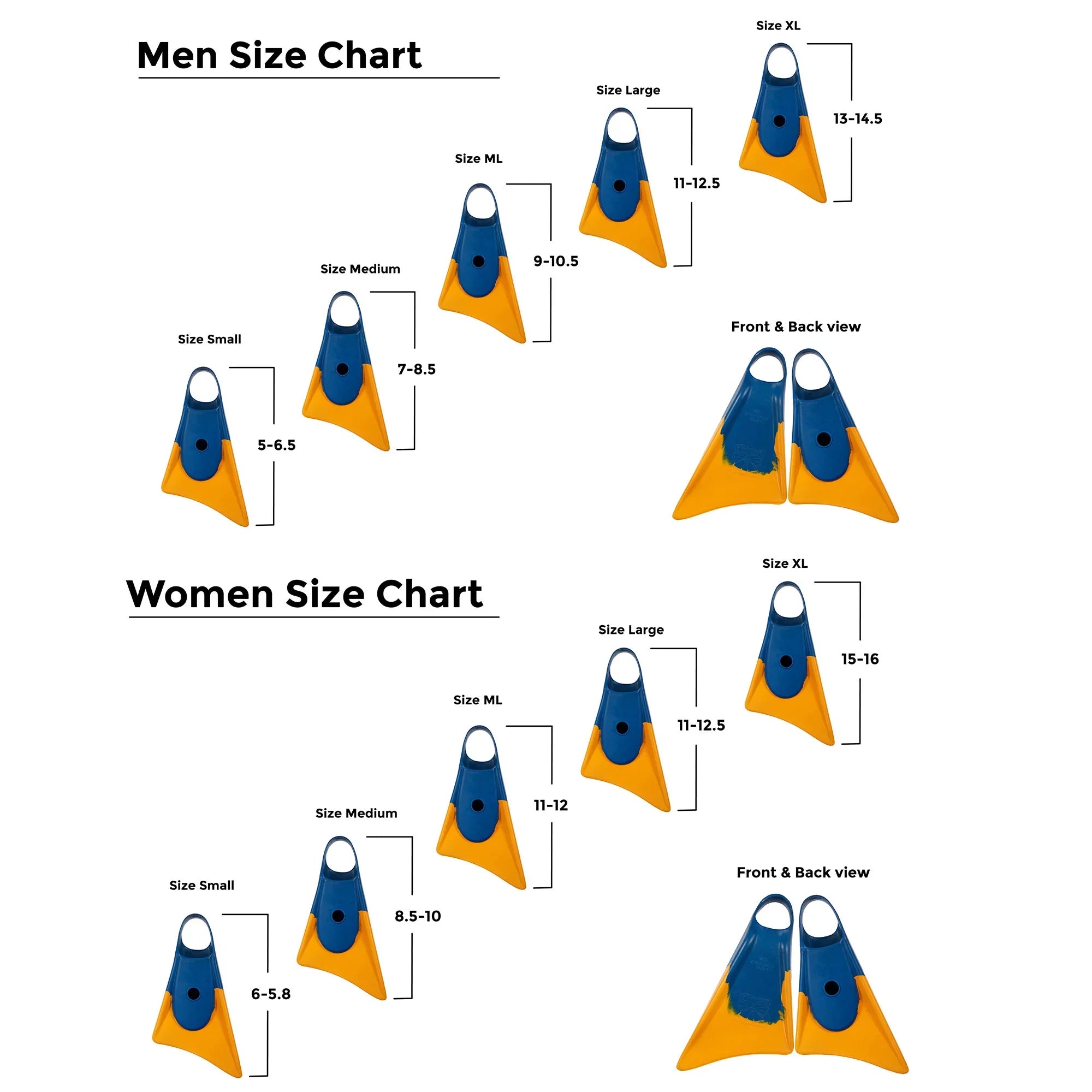 Unisex Makappuu Rubber Floating Medium Adult Swim Blue/Orange, Fins, Churchill
