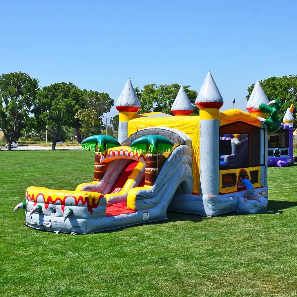 and House Slide for Kids Commercial and JumpOrange Grade Pool Adults Blower), (with Bounce liquid T-Rex