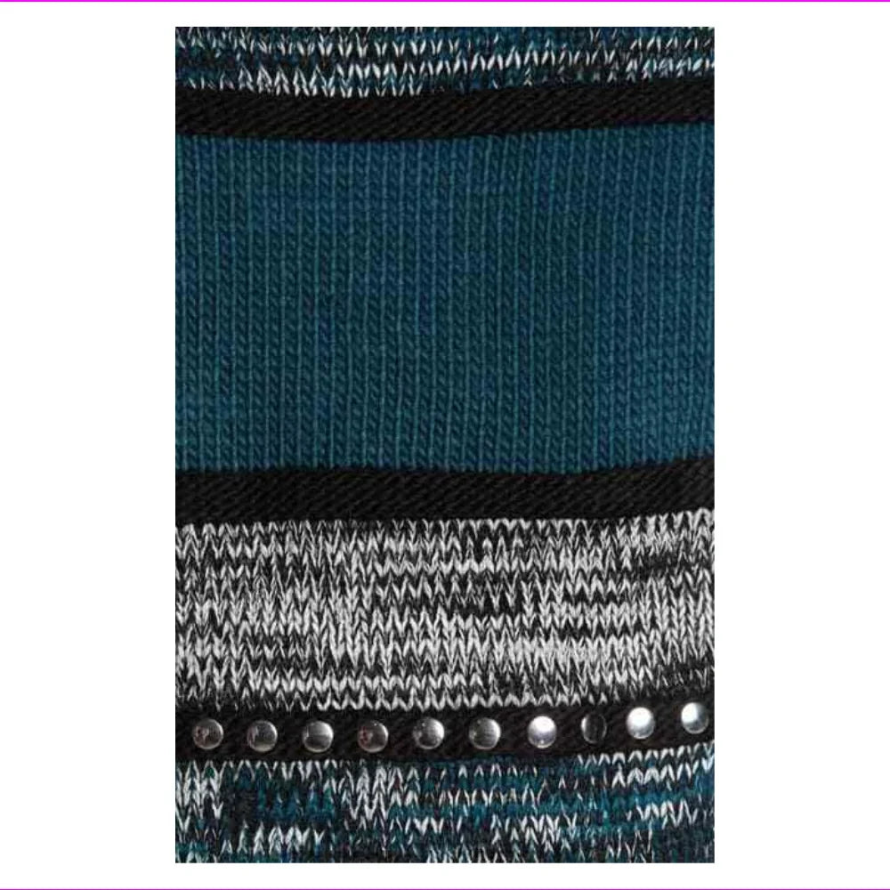 Wrap OS Embellished Scarf, Print Stripe TEAL,dimension LUXE Fringe Michael Kors, Stud