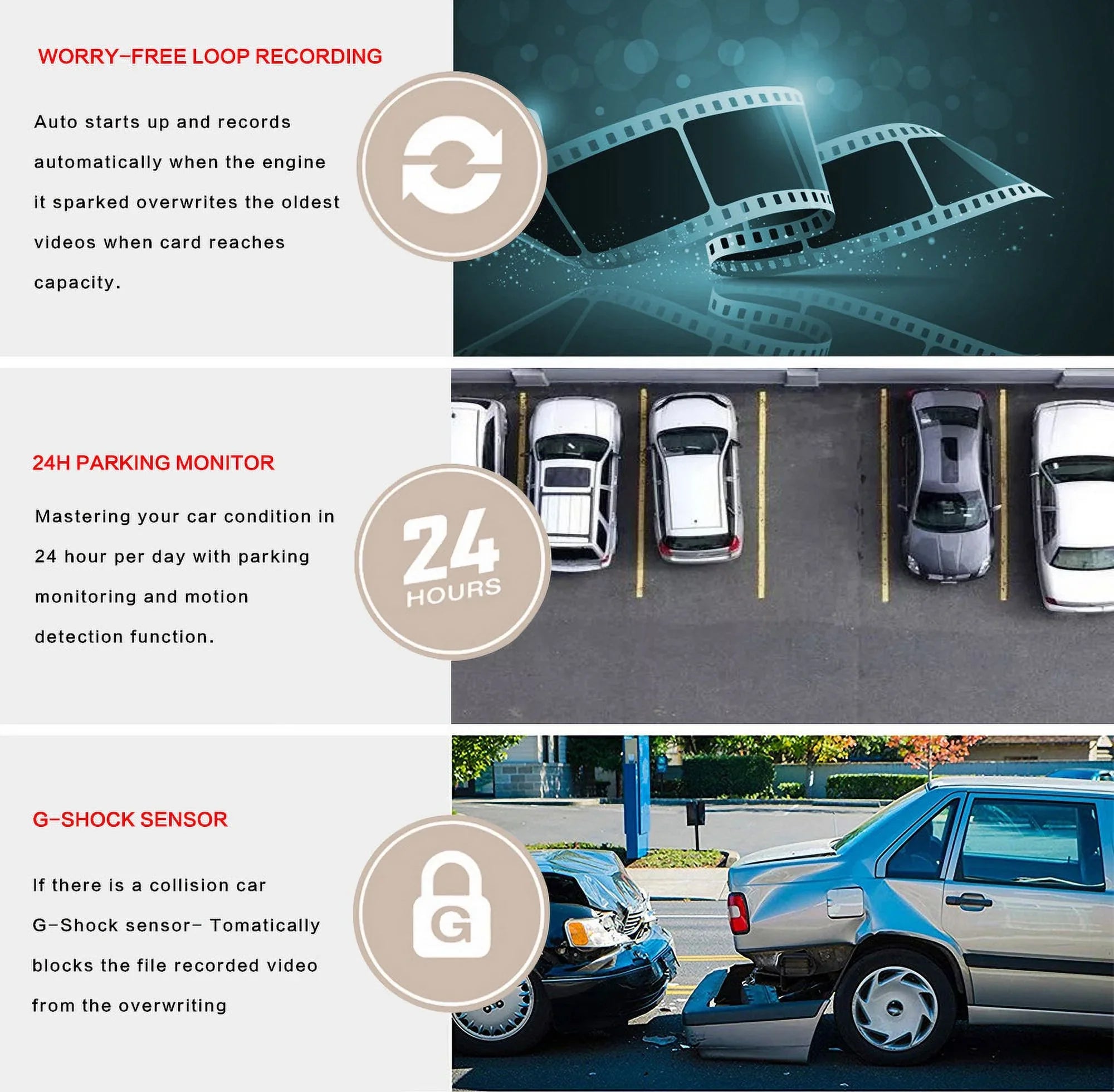 Touch Car Camera Loop Screen Camera Rear and View, Super Touch 10-inch Front Night 170°Wide Media FHD Angle Recording Parking Streaming Cars Vision Assistance, Full 1080P Dashcam, for Mirror