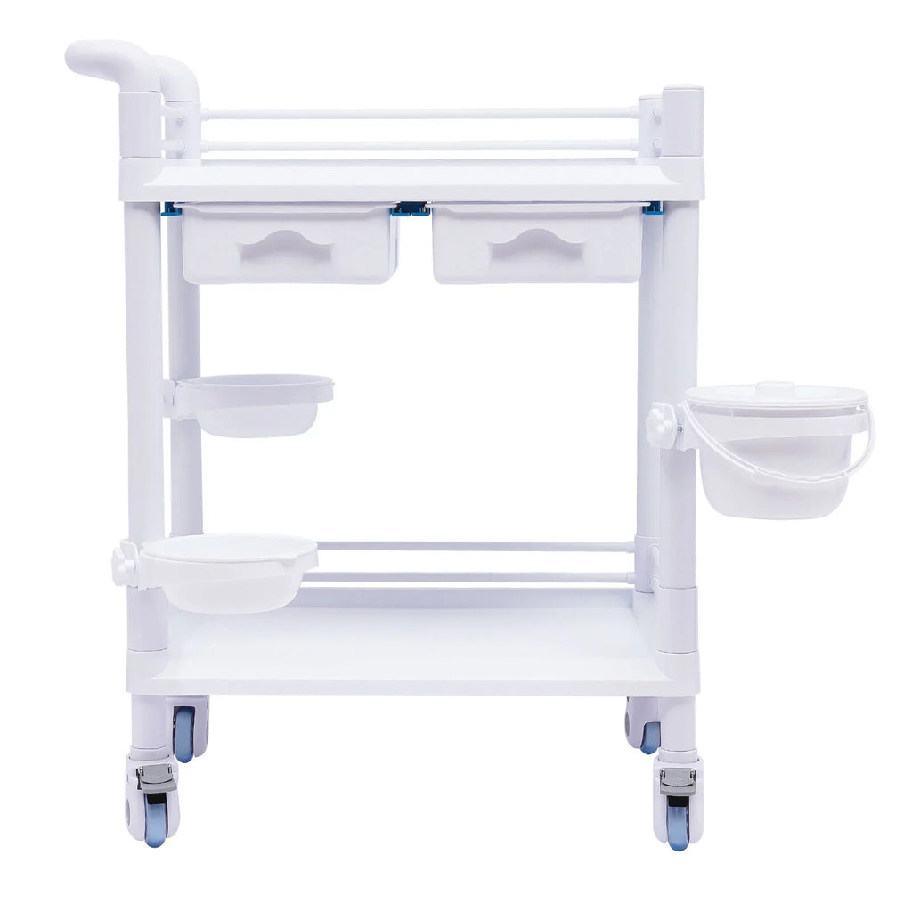 Duty Drawers Utility Rolling 2 Salon for 360°Rotate Trolley Dirt Cart Spacious Medical Tier Miumaeov Hospital Heavy Beauty Clinic Medical Buckets Dental Trolley Wheels with