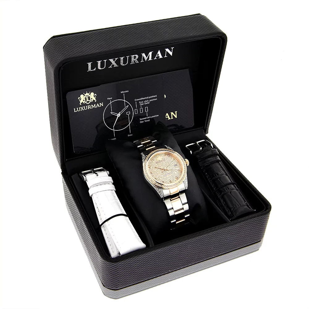Two 1.5ct Rose Watch Tone Gold Tribeca Women's Diamond Plated