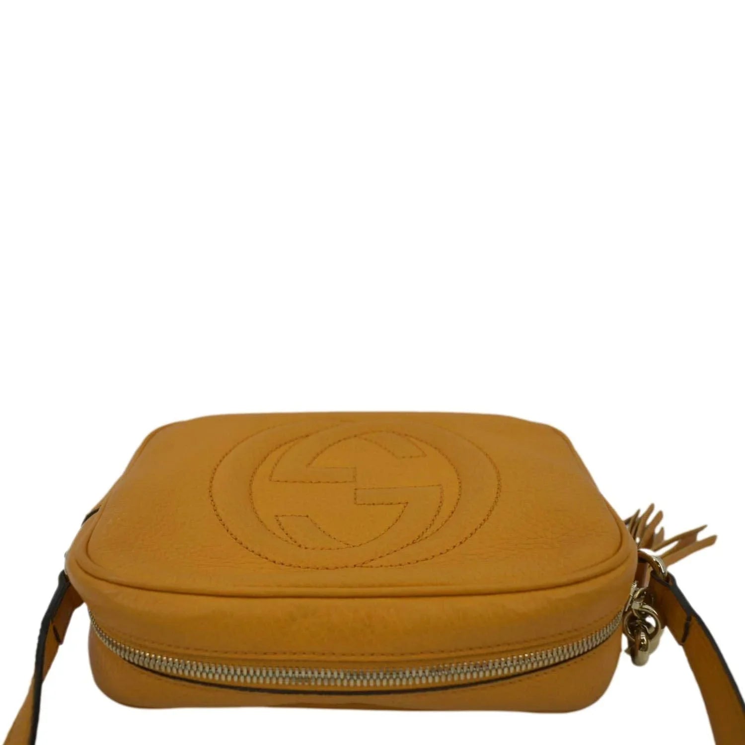 308364 Soho Pre-owned Orange Leather Bag Crossbody Camera Disco