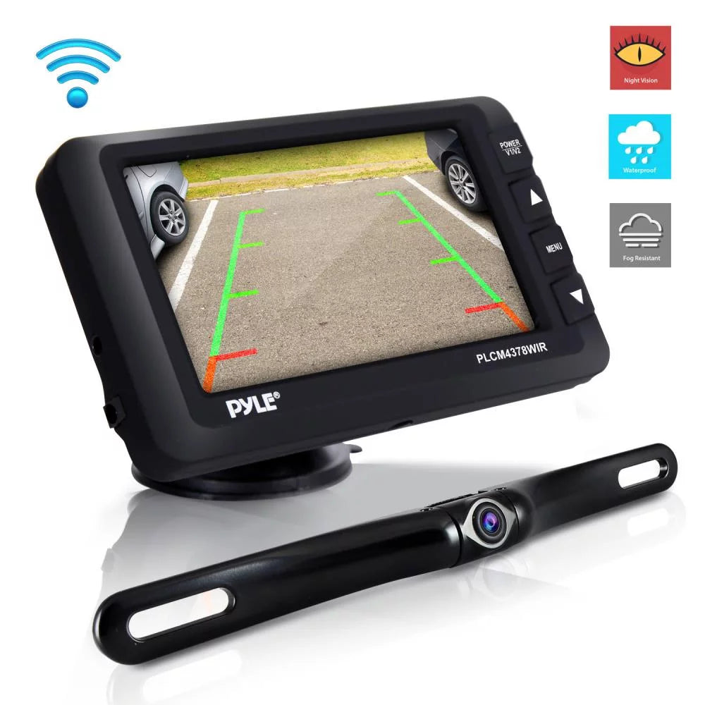 Wireless Backup Display PYLE PLCM4378WIR.5 Rear 4.3’’ System - & View Camera Kit - Screen Monitor with Parking/Reverse Vehicle