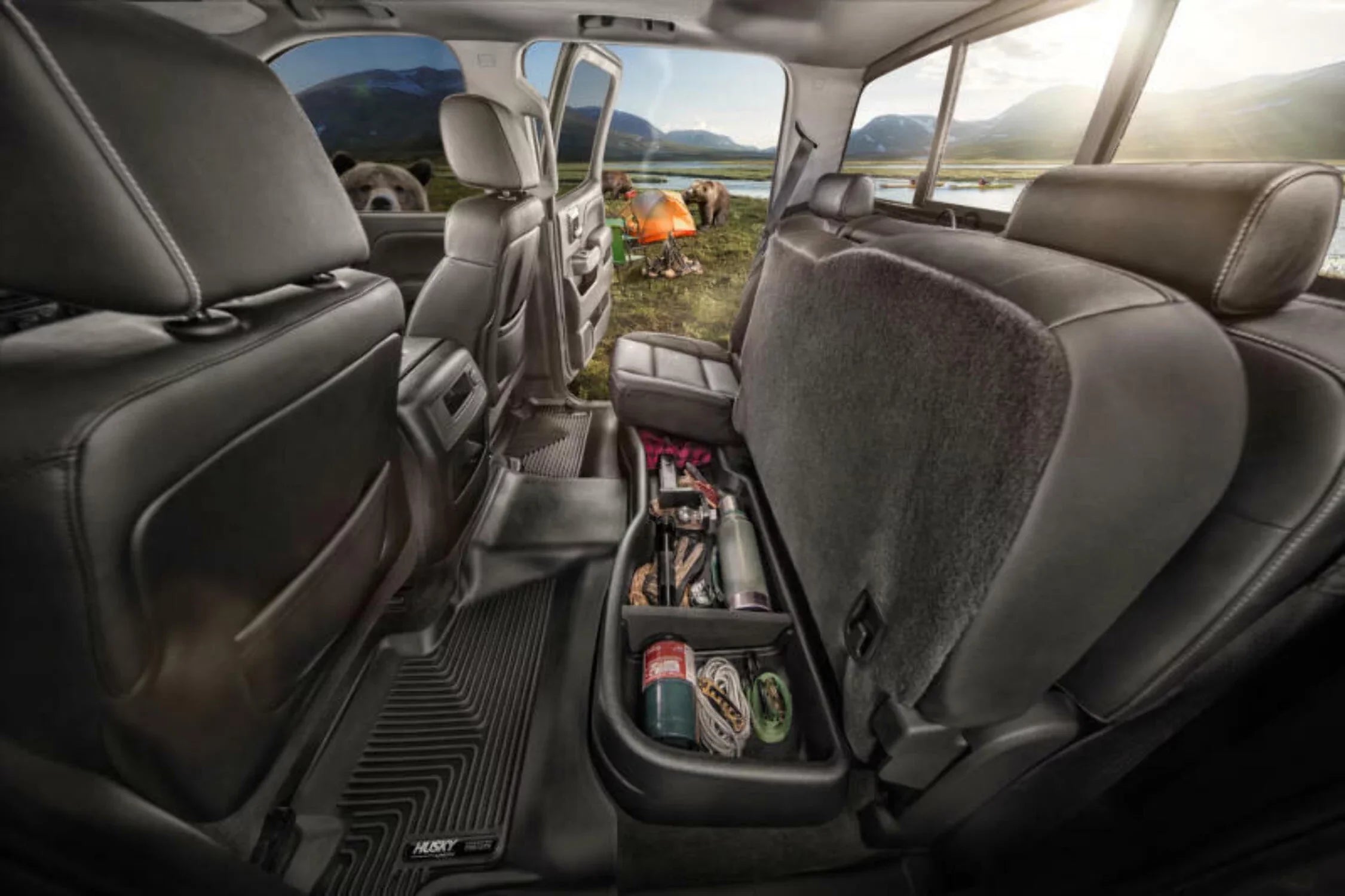 2014-19 Under Black RealTruck Storage by Tundra Cab Toyota Husky Double Box Seat with Compatible Gearbox - 9511