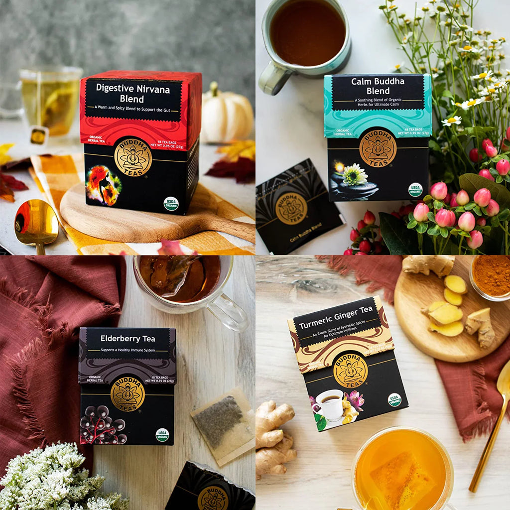 Detox Organic Antioxidant Boxes Herbal Tea 3 Teas Turmeric Bags Ginger Drink Buddha