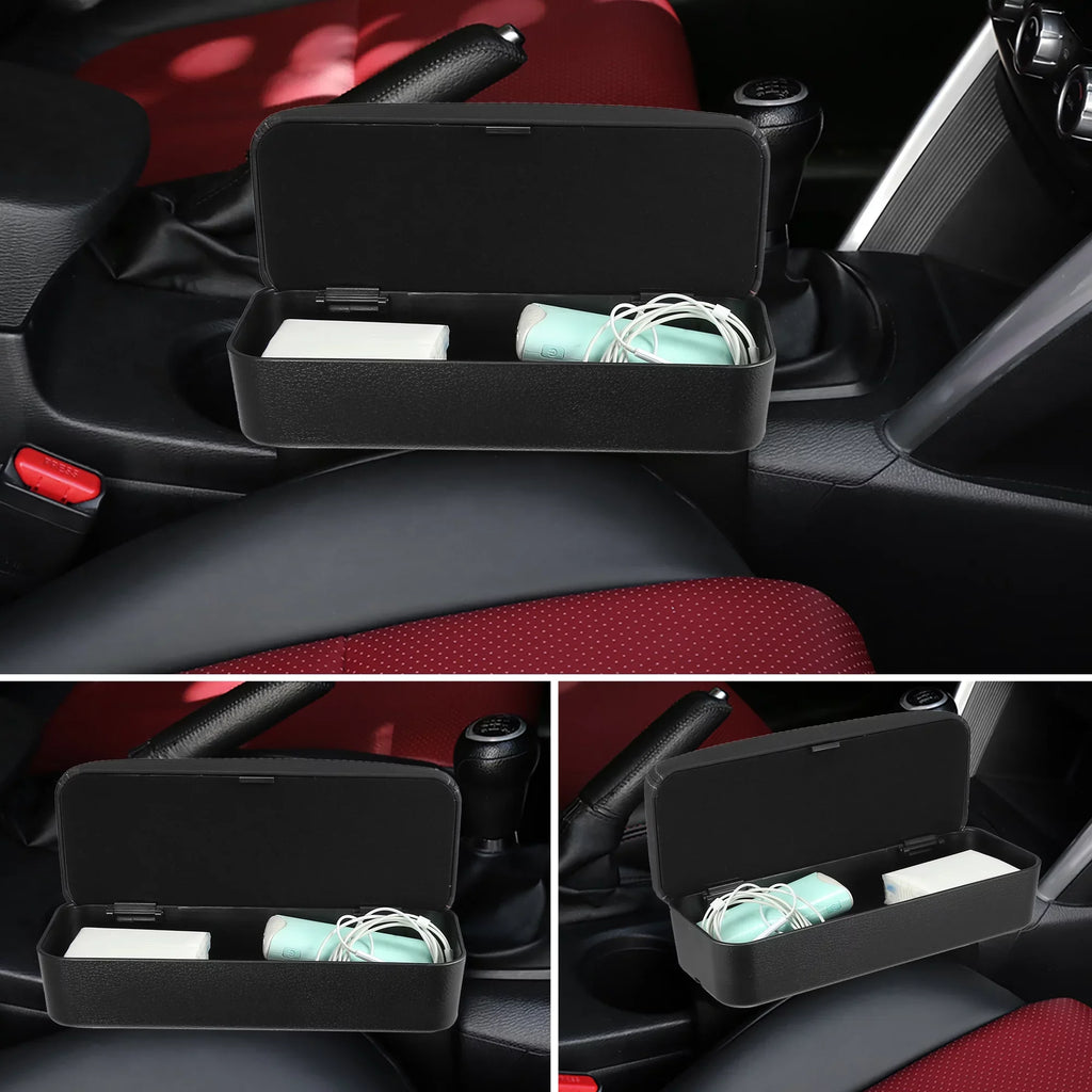 Armrest Leather Seat Armrest Armrest Red Organizer Box Black Adjustable Box with Center PU Extender Gap Storage Car Line