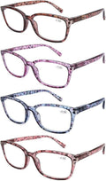 Computer Light Reading for Hinge DOOViC Pack Readers Eyestrain Blue Stylish 4 1.25 Blocking Glasses Spring Anti Women Strength