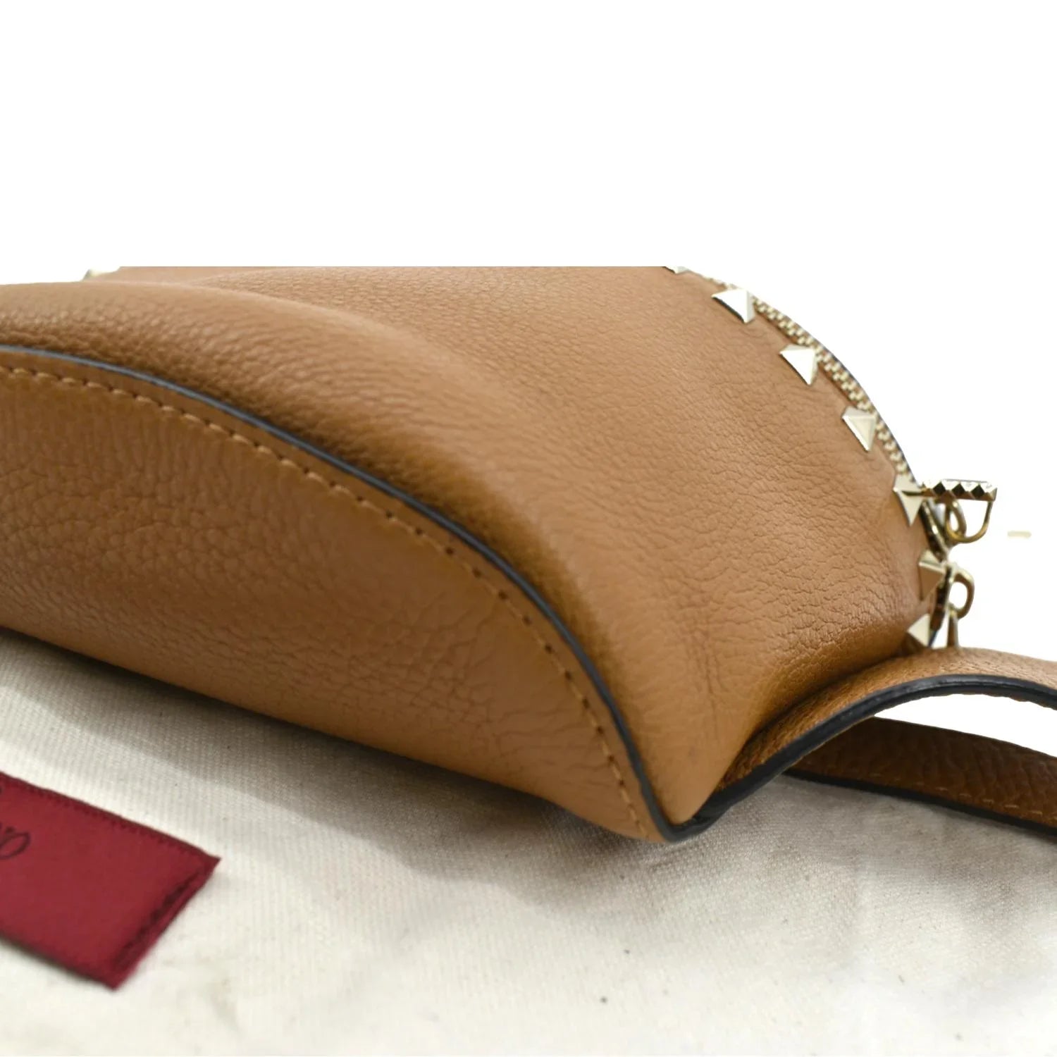 Camel Pre-Loved Spike Belt Bag Leather VALENTINO