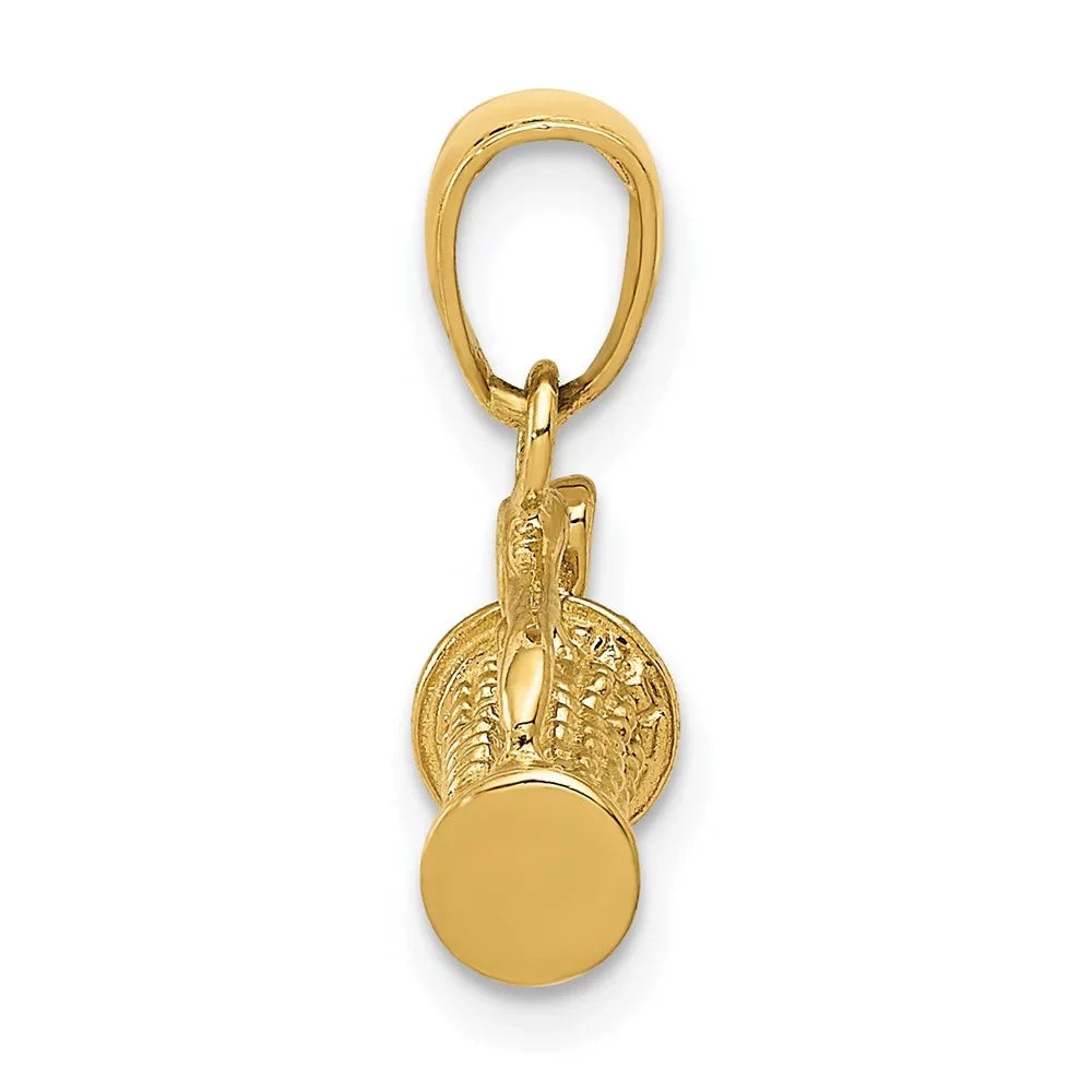 mm,W-14 Charm Pendant (L-16 Women Bag 14K Gold Polished Golf 3-Dimensional for with Yellow Clubs Auriga mm)