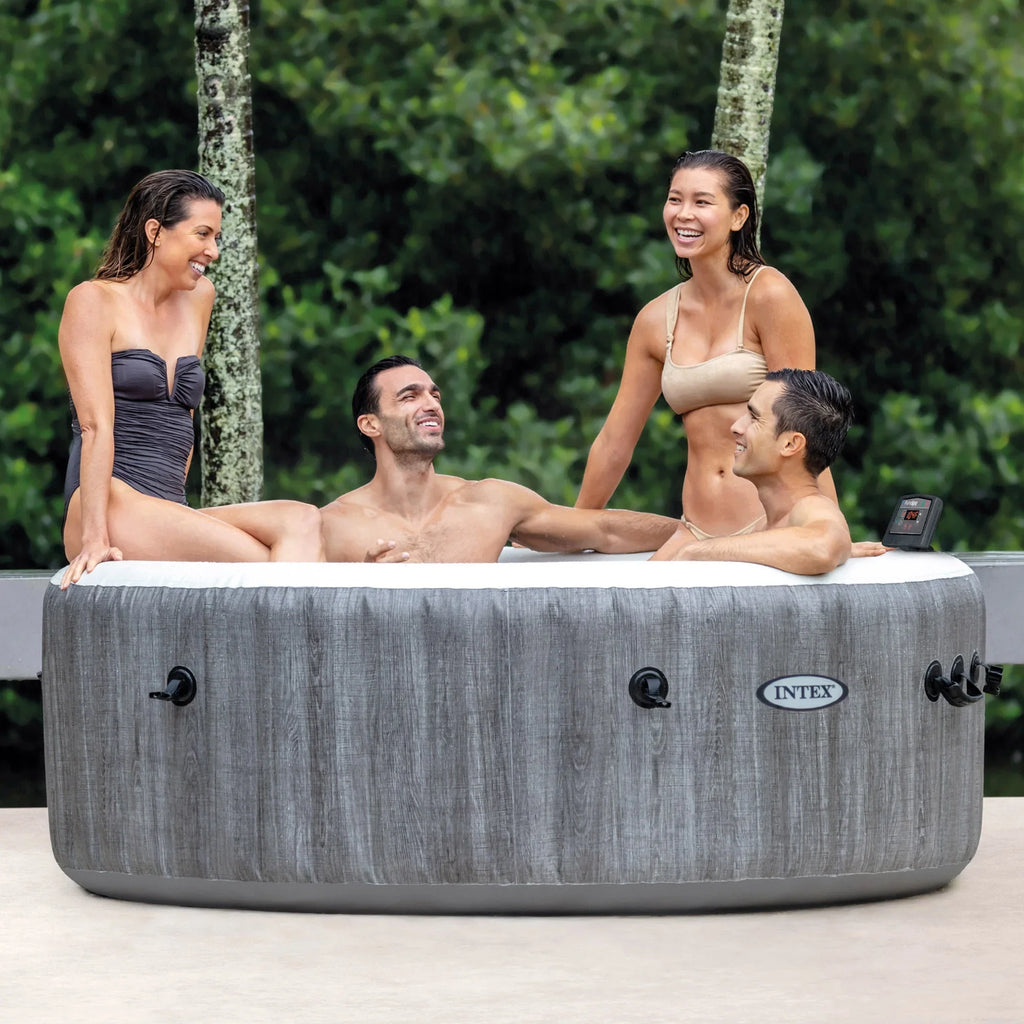 Inflatable Spa Greywood Jet Tub w/ Bubble Hot Intex Accessory Tray PureSpa