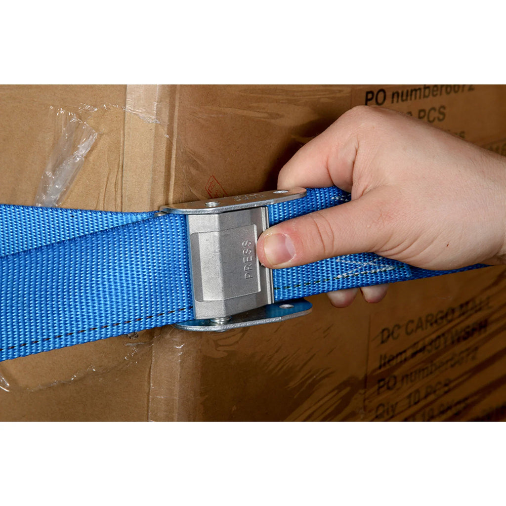 "TEN 2"" E Cam 20' Durable Polyester by Loads, Heavy Straps, Cam Cargo ETrack Blue DC Track Motorcycles, Cargo Trailer Buckle x Spring Fittings, Down Duty Tie-Downs, TieDowns, Strap Mall" Tie