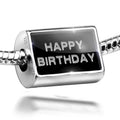Neonblond Black Cubes on 925 Happy Silver Bead Charm Sterling Birthday Clear Ice