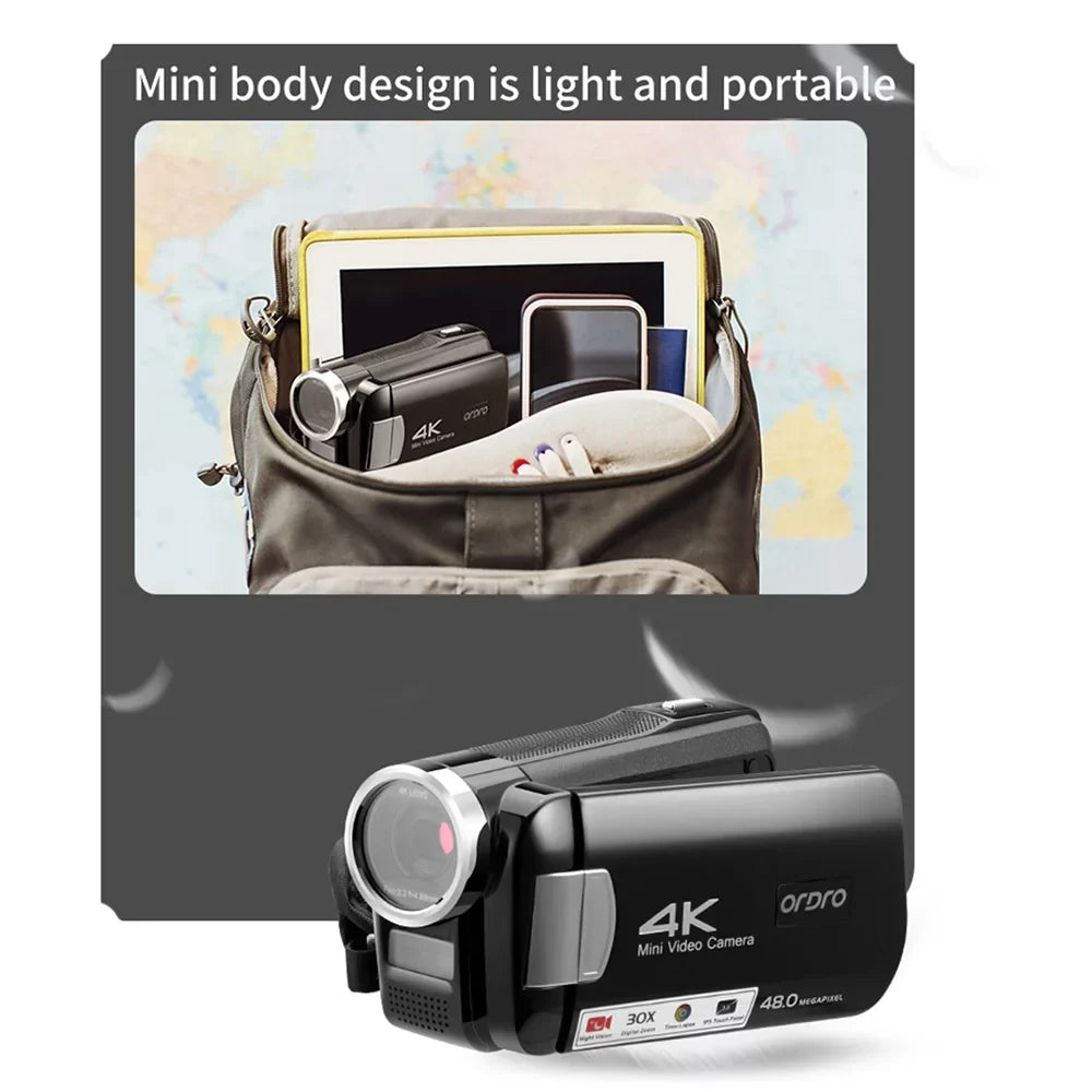 Digital 4K GoolRC Carry Bag 48MP 30X AC2 Battery Recorder Digital DV 3.0 Remote Inch Zoom with Control Touchscreen Video IR IPS