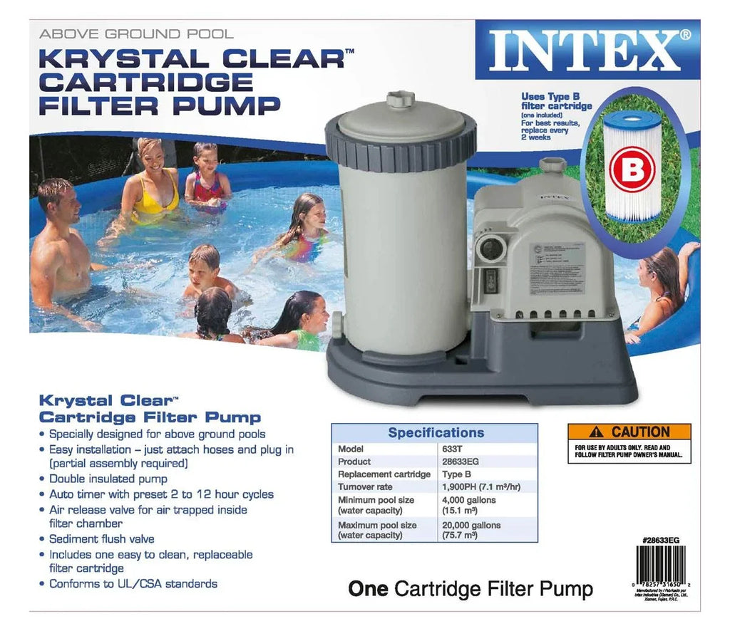 2500 Filter Skimmer Intex Pool Cartridge Clear Wall GPH Krystal Pump and Mounted