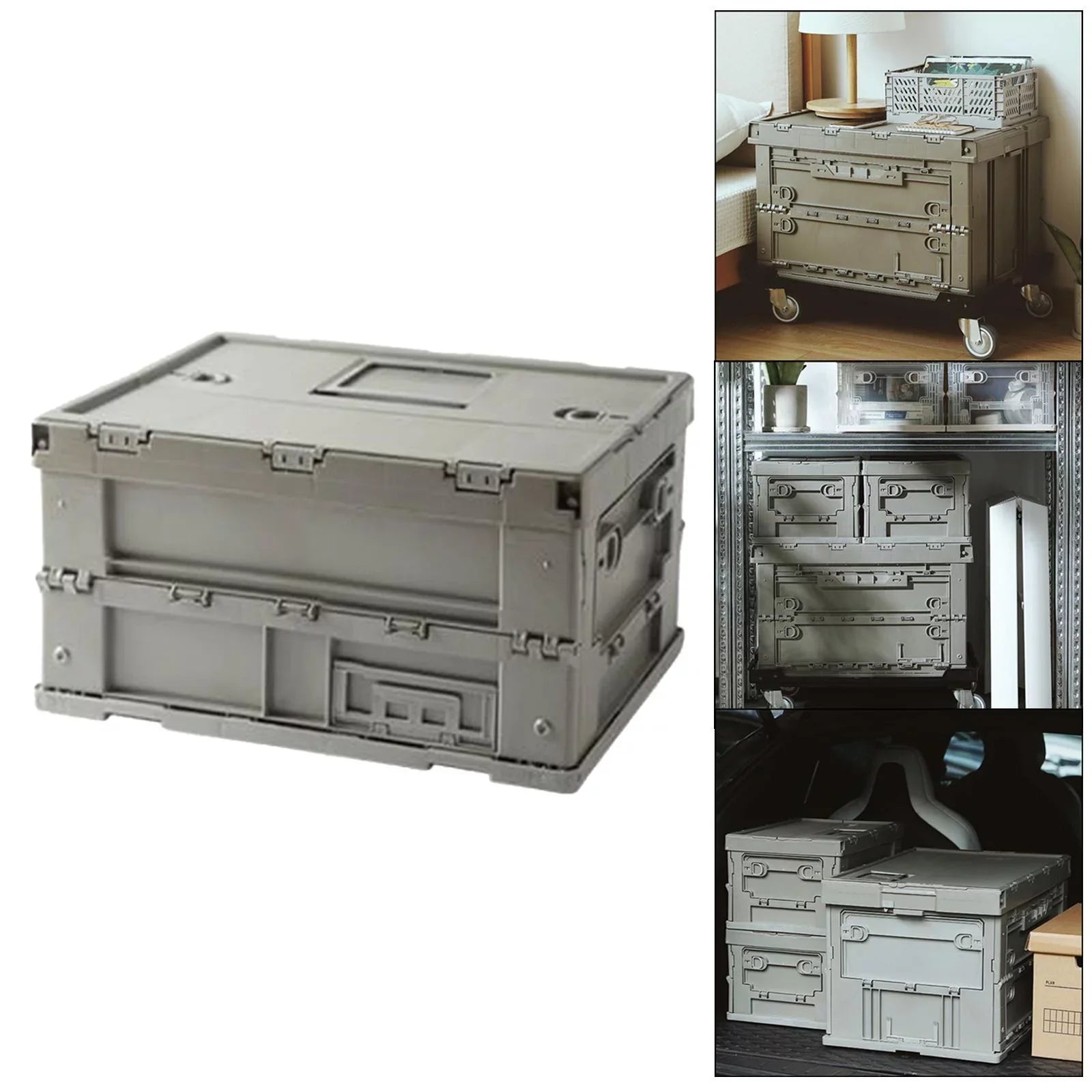 Storage Versatile Storage Containers Storage 41x29.5x22cm Box Trunk Gray Crate Collapsible Bins Organizers Green, Multifunctional