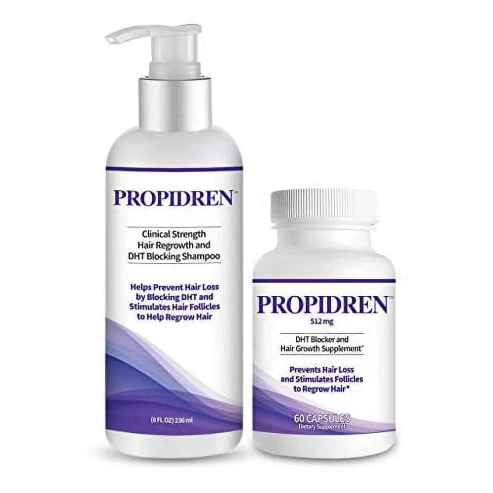 Bottle, Combo & Blocker Hair & Supplement Count) Pack Shampoo DHT Loss - Stop Regrowth Propidren & Prevent 60 (1 Hair (1 Hair. Growth Proprietary & 8 Hair Regrow to Bottle, Ounces) Treatment