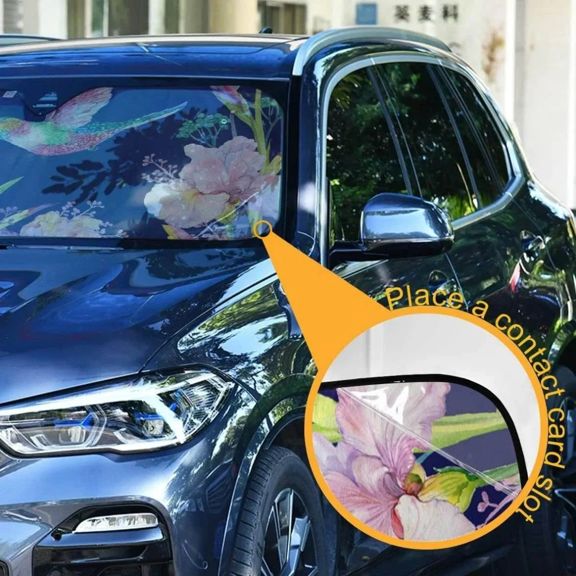 Sun Shade,Blocks Hummingbird SUV Vehicle to Windshield Ray Shield Car Sun Bestwell Keep Shade Truck,55 Sun Cool x Flower Front UV for Your Protector Inch Fits Folding 27.6 Visor
