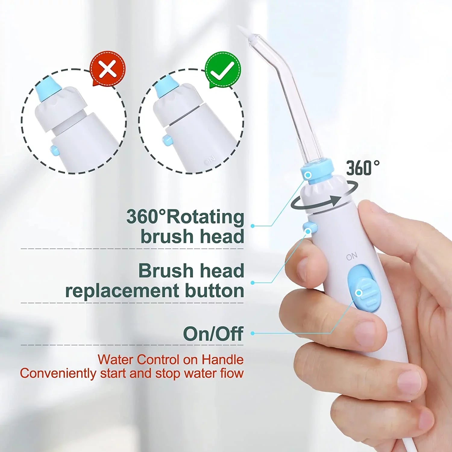 Cleaner liquid Adjustable 7 Multifunctional Teeth for Flosser Pressure Homgeek Dental liquid 10 Braces Tips White Teeth with