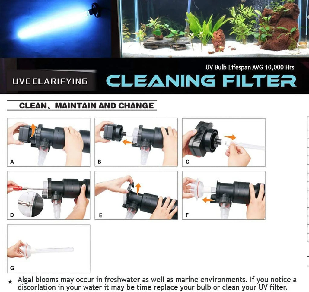 Base Light CUV-624 Pond / Clarifier For Fish Lamp Ultraviole Koi Aquarium Replacement Compatible To CUV-324 2G11-4 UV Filter Pin 24W