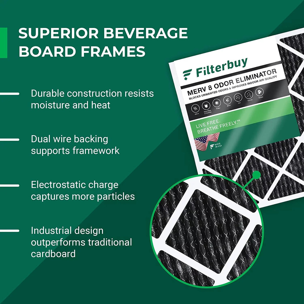 Filters Filterbuy (5-Pack) MERV Carbon Activated Eliminator with AC Furnace Odor 22x24x1 Air Pleated 8 HVAC
