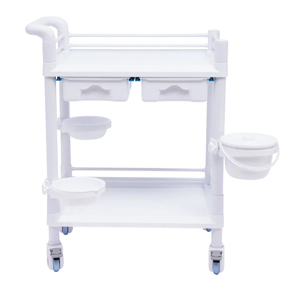 Duty Drawers Utility Rolling 2 Salon for 360°Rotate Trolley Dirt Cart Spacious Medical Tier Miumaeov Hospital Heavy Beauty Clinic Medical Buckets Dental Trolley Wheels with