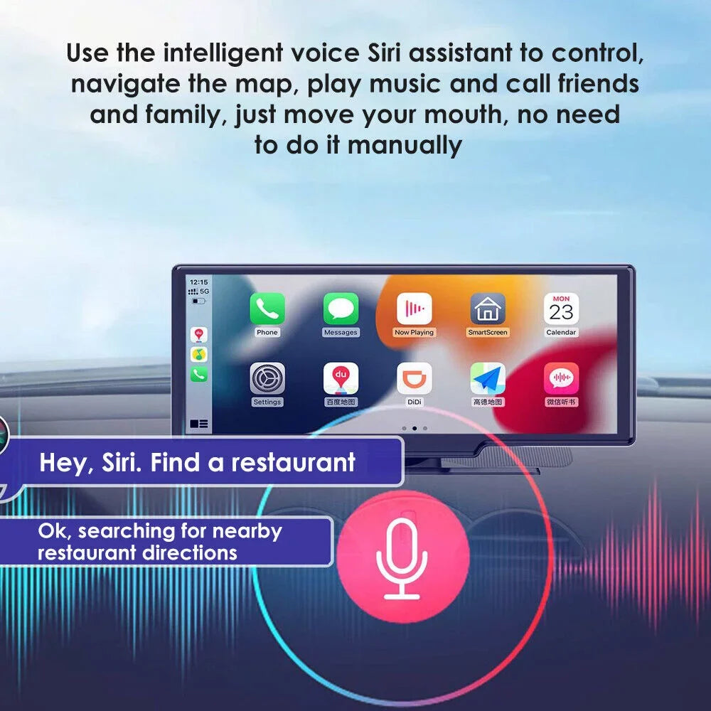 WiFi Screen, Connectivity, - 2K Wireless 1080P Recording, Enhanced Lens with Dual Android KingFurt Dash T91 Auto, Camera Touch
