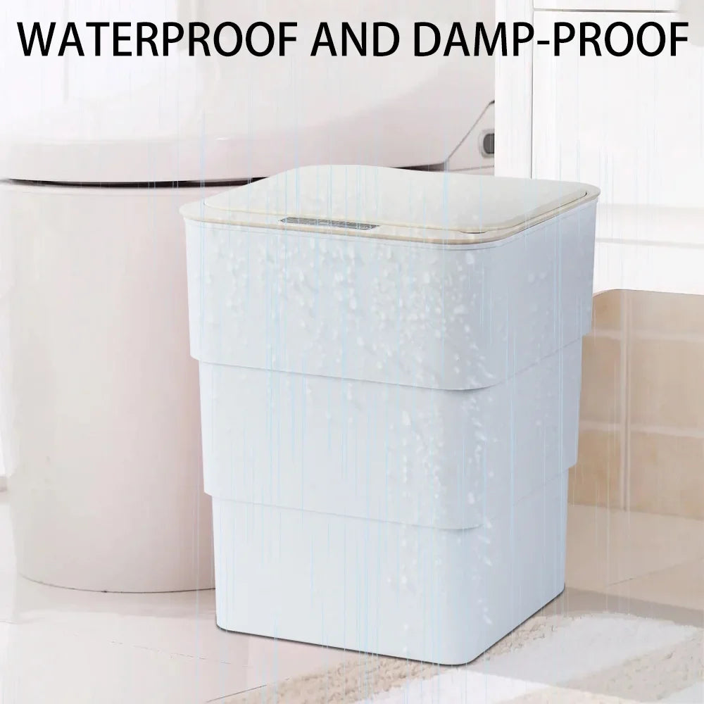 Can, Folding Mode Gallon Touchless Office, Can Kitchen, Aromatherapy Holdpeak Bathroom, with Garbage 18L/4.8 Trash White for Automatic