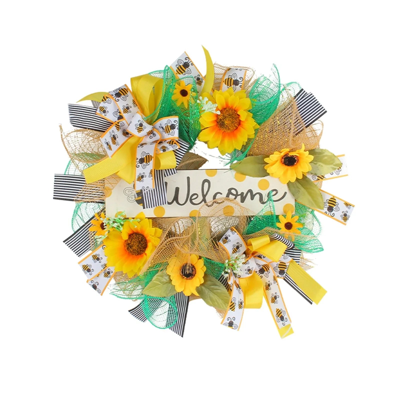 Home Decoration Silk Bee Wreath Sash Scarf Festival Pendant Monogram Garland Wreath