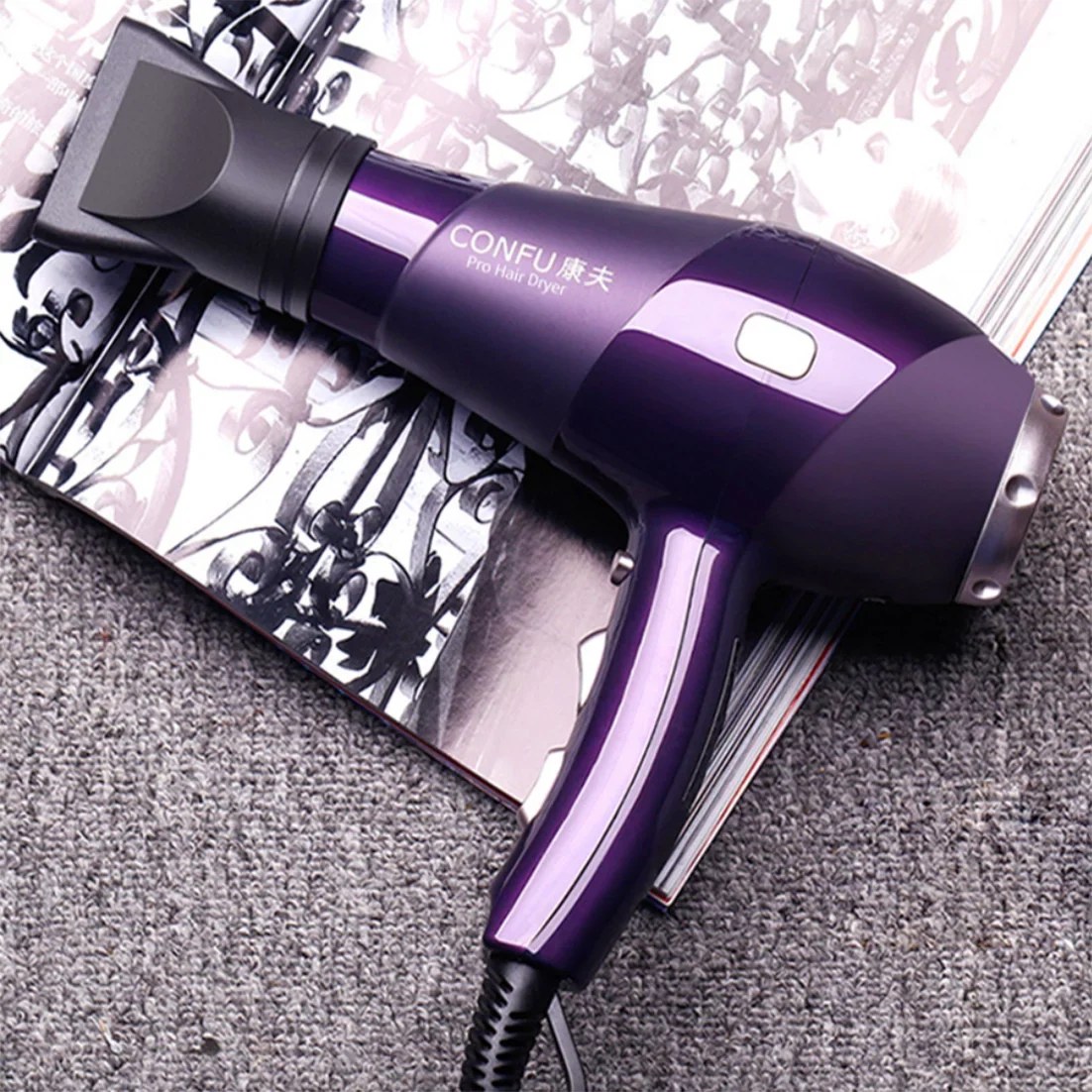 Hair Dryer, and Cool Power 3 Hair Dryer, Dryers Function 2 air Shinier hot Heat Button, Settings, for Speed Concentrator cold CONFU Nozzle(Red) Results, and Ionic Shot Women, 2300W for High