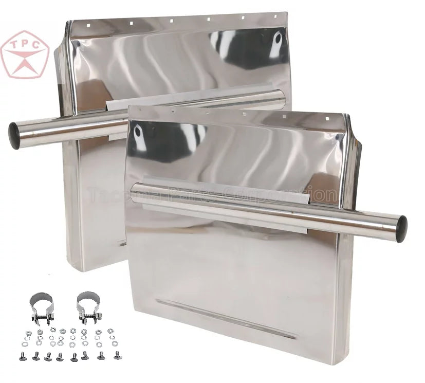 2x 386 Set Masks Face 24" Steel For and Plus Trucks mounting Peterbilt Included - All Fender 24" 2x22 x Semi Kozak Hardware Wipers Stainless 579 Quarter Windshield