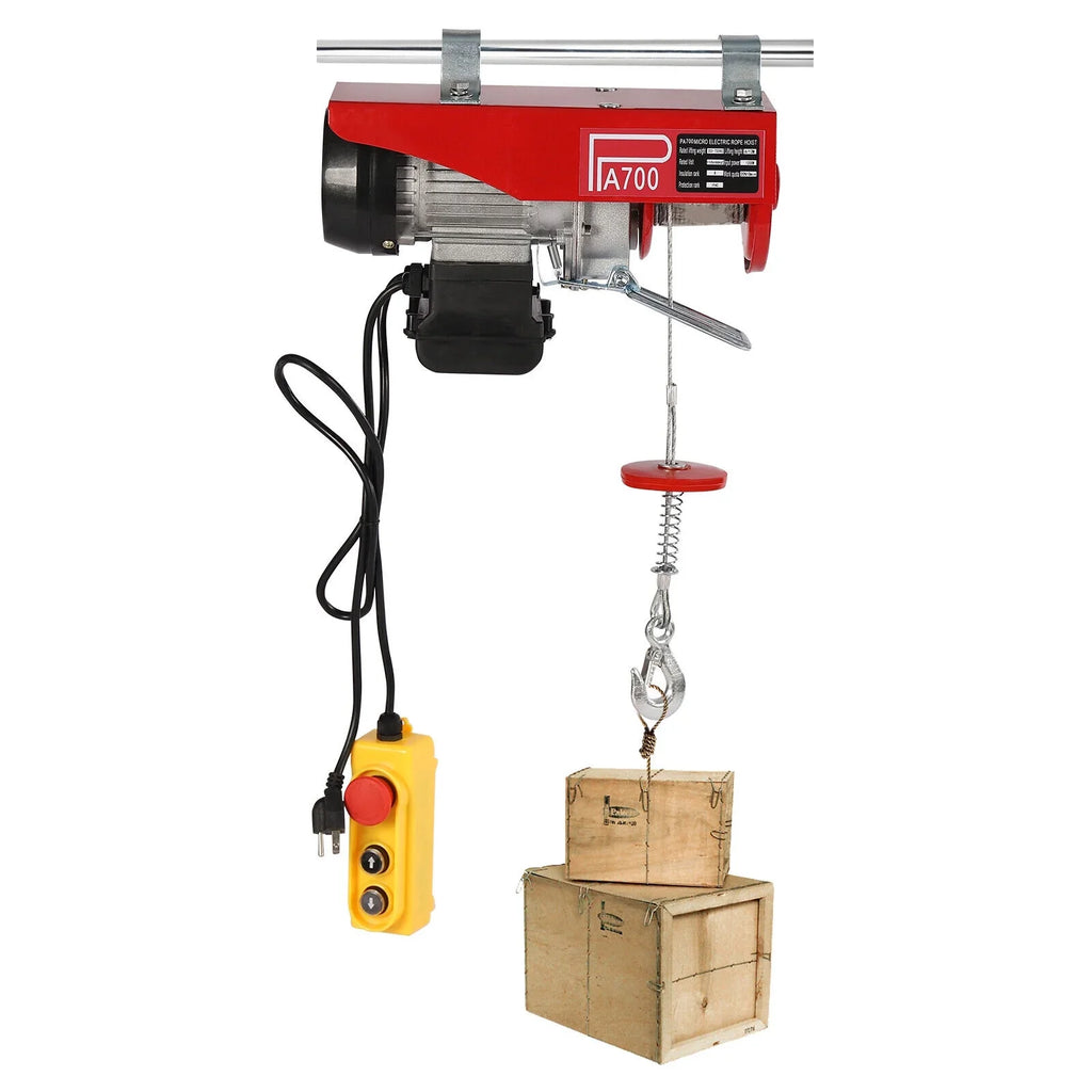 Winch Wire 110V Electric Hoist Portable Electric Winch 1543lbs Control Remote W/