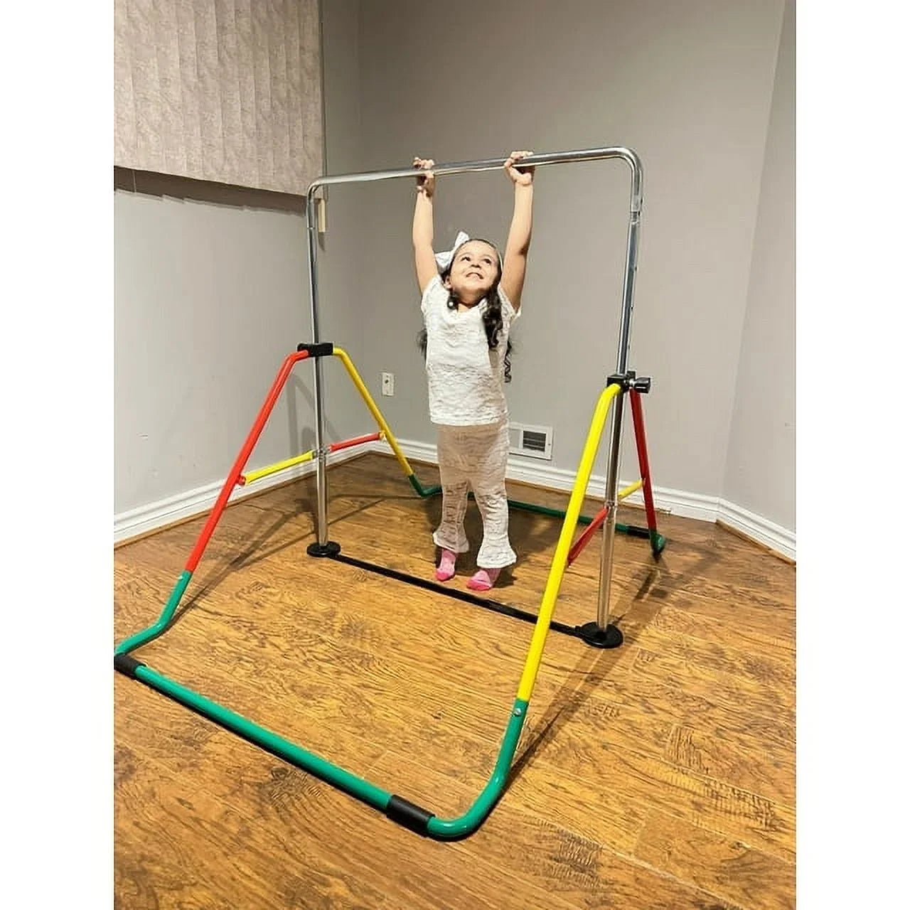 Bar Gymnastics Kids' Monkey (Red/Yellow) Horizontal for Playground Gymnasts - - Training Boys/Girls Bar Junior for Height-Adjustable Folding Kip - Equipment Bar Home Bar Expandable