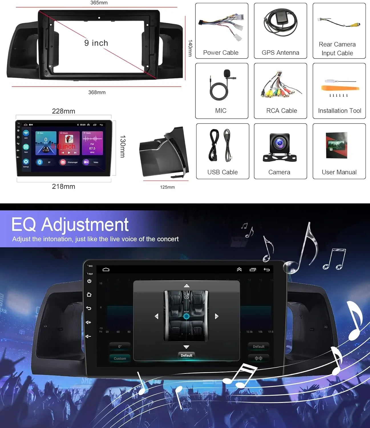 Rimoody Mirror Android Radio ex for Camera Car with Carplay, Backup 9 1G+32G FM Stereo THONZER Touch GPS Corolla WiFi Car Link Bluetooth SWC Inch Wireless Toyota 2007-2012 USB RCA Screen +