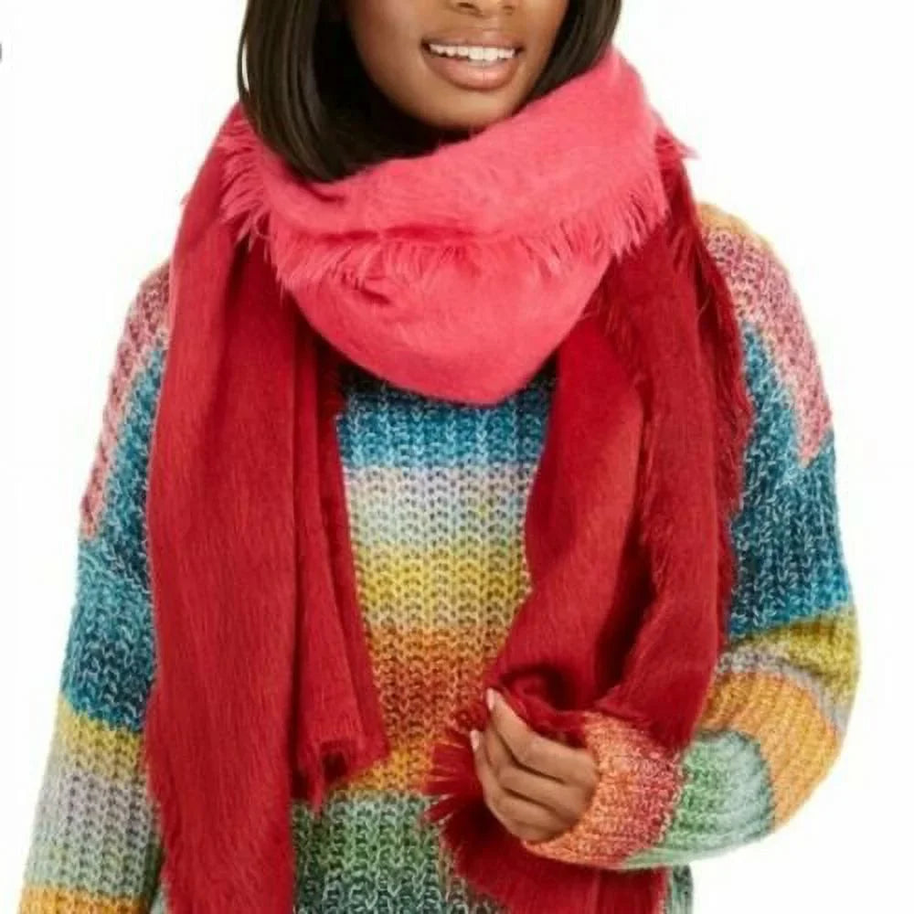 Pink Fuzzy Women's DKNY Woven dimension, Ombre Shawl Scarves Scarf One $58 Wrap NWT
