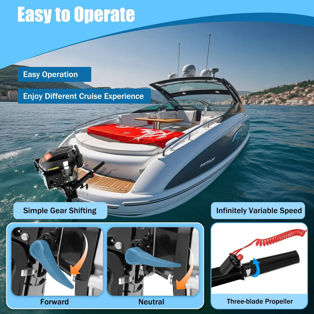 Outboard HP Air with Air Cooling Engine Engine System Shaft Tiller Cooling Stroke liquid 1:1.5 Boat 2500rpm 6 4 Fichiouy CDI Motor