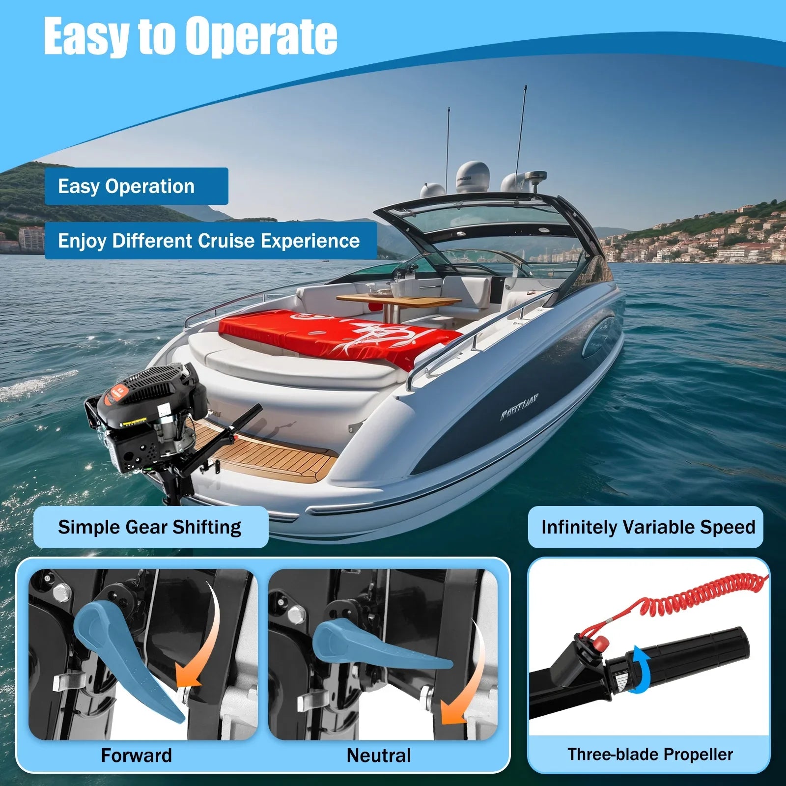 Outboard HP Air with Air Cooling Engine Engine System Shaft Tiller Cooling Stroke liquid 1:1.5 Boat 2500rpm 6 4 Fichiouy CDI Motor