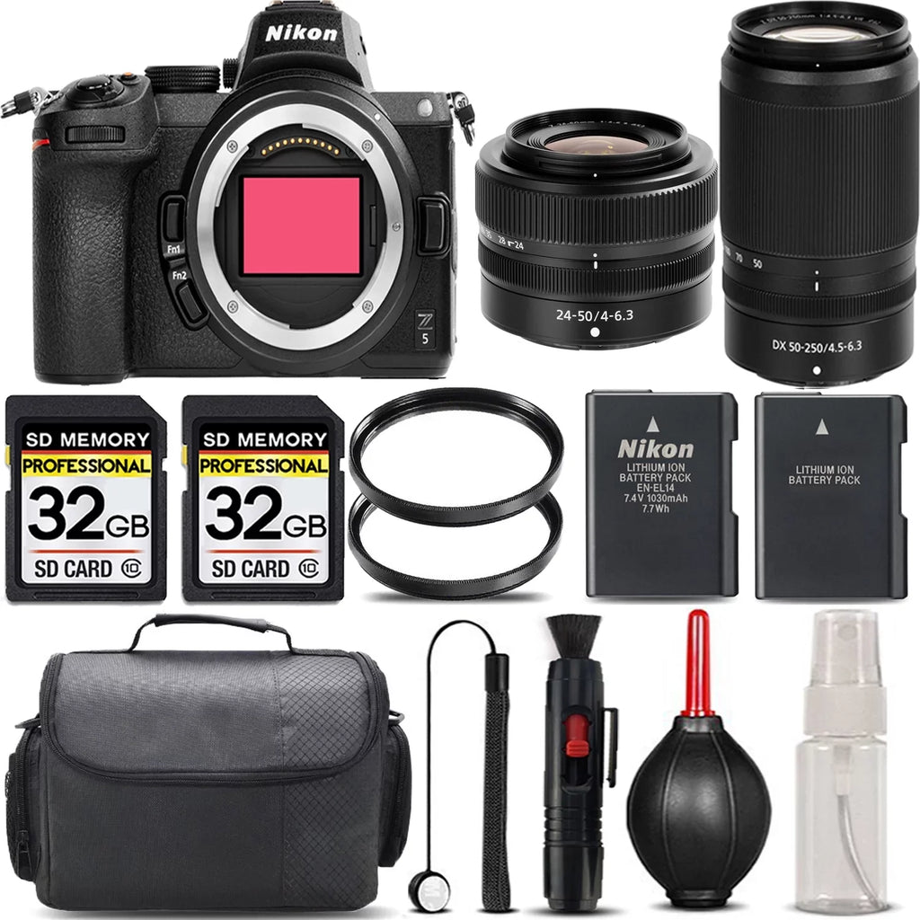 Z5 Nikon Backup Kit Case 50-250mm Lens Version UV f/4-6.3 Storage + 64GB + Cleaning VR + + 24-50mm f/4.5-6.3 - + Lens + with Filter International Battery Mirrorless