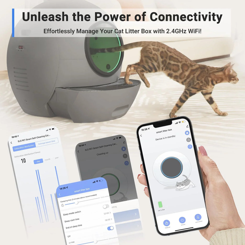 Control Cat Box, Automatic Gift PET Box Cat Cleaning Multiple APP Cats Litter for Litter ELS Self
