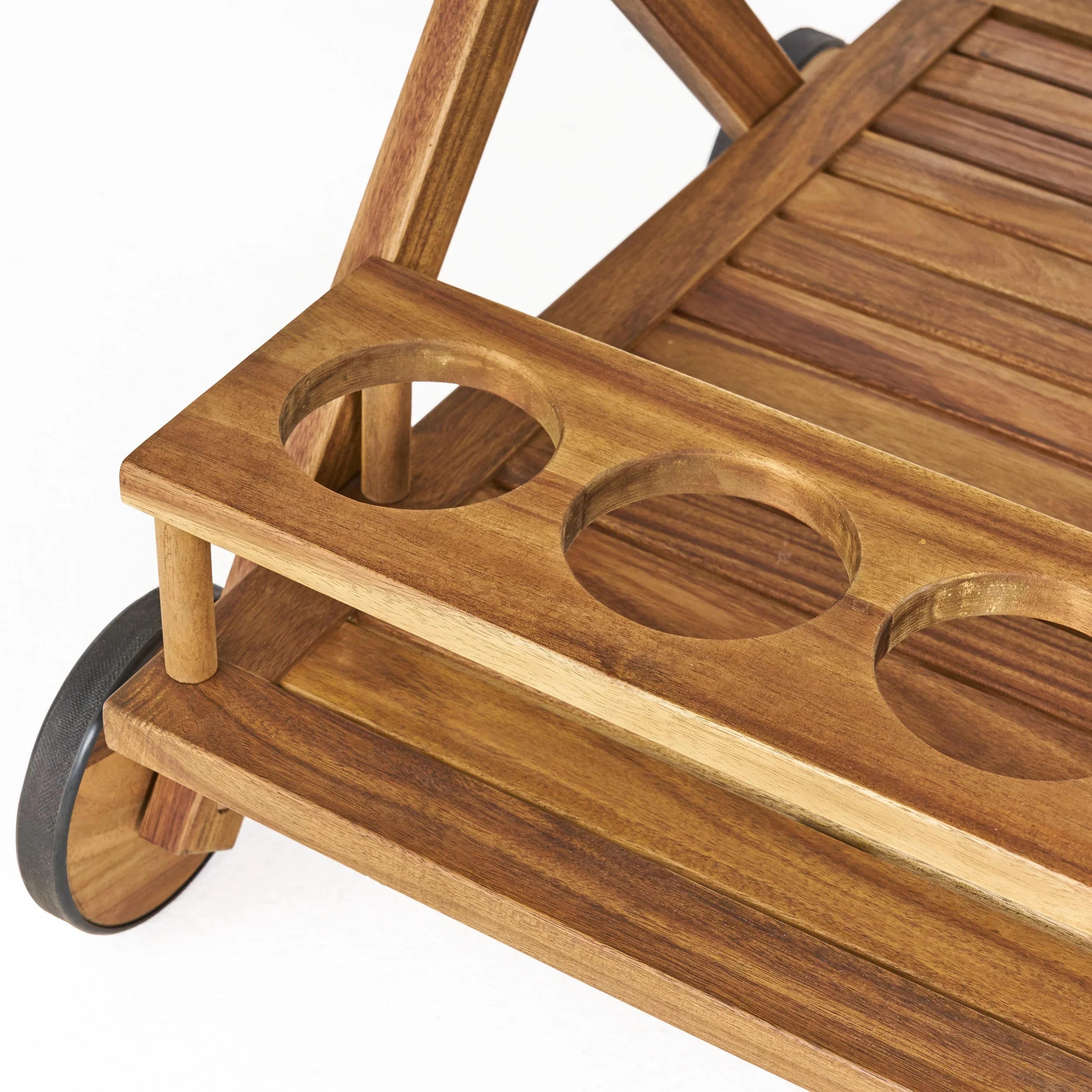 Indoor/exterior Studio Cart, Bar Kenilworth Wood Tiered GDF Natural Acacia 2