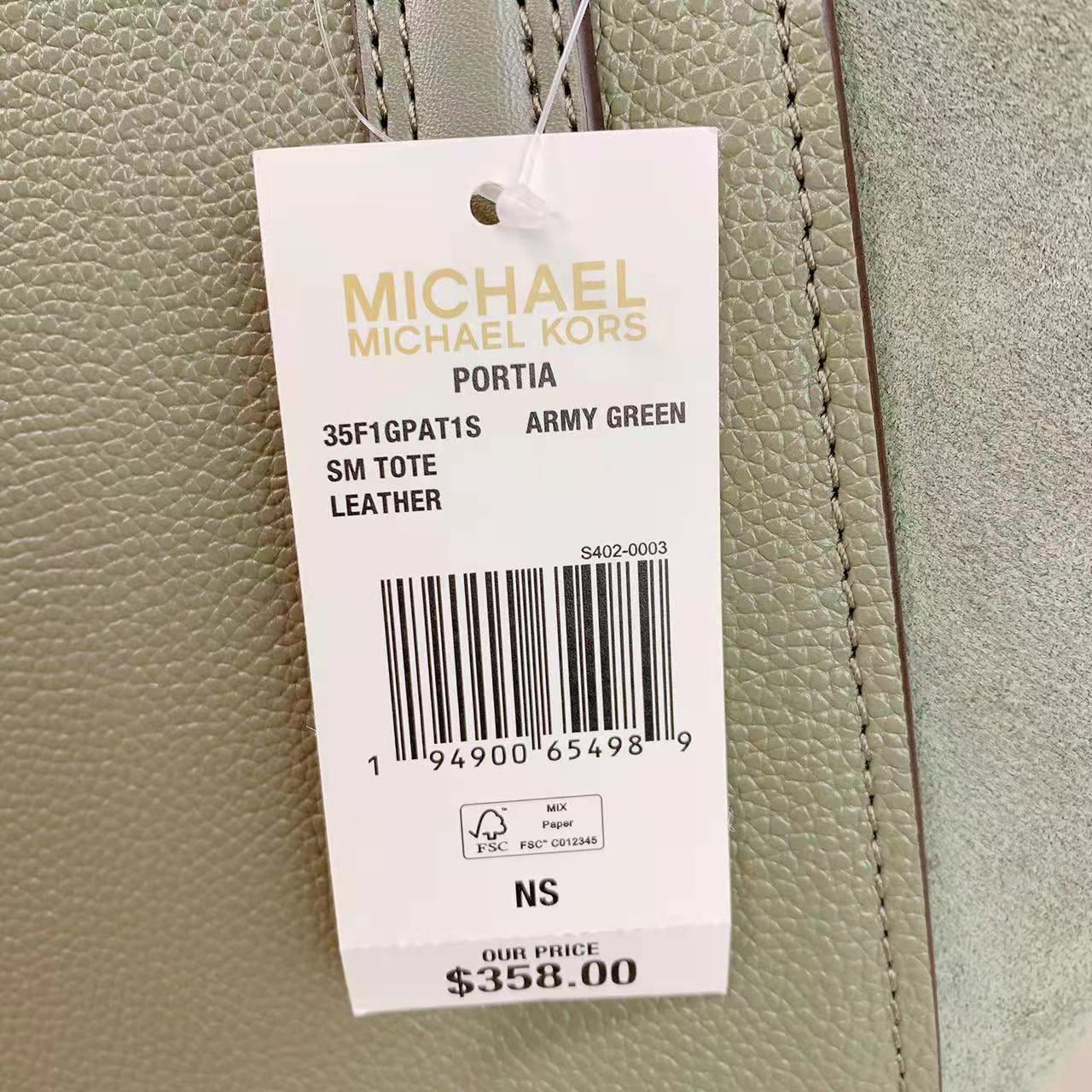 In 35F1Gpat1S Portia Michael Bags Kors Army Green Small Tote